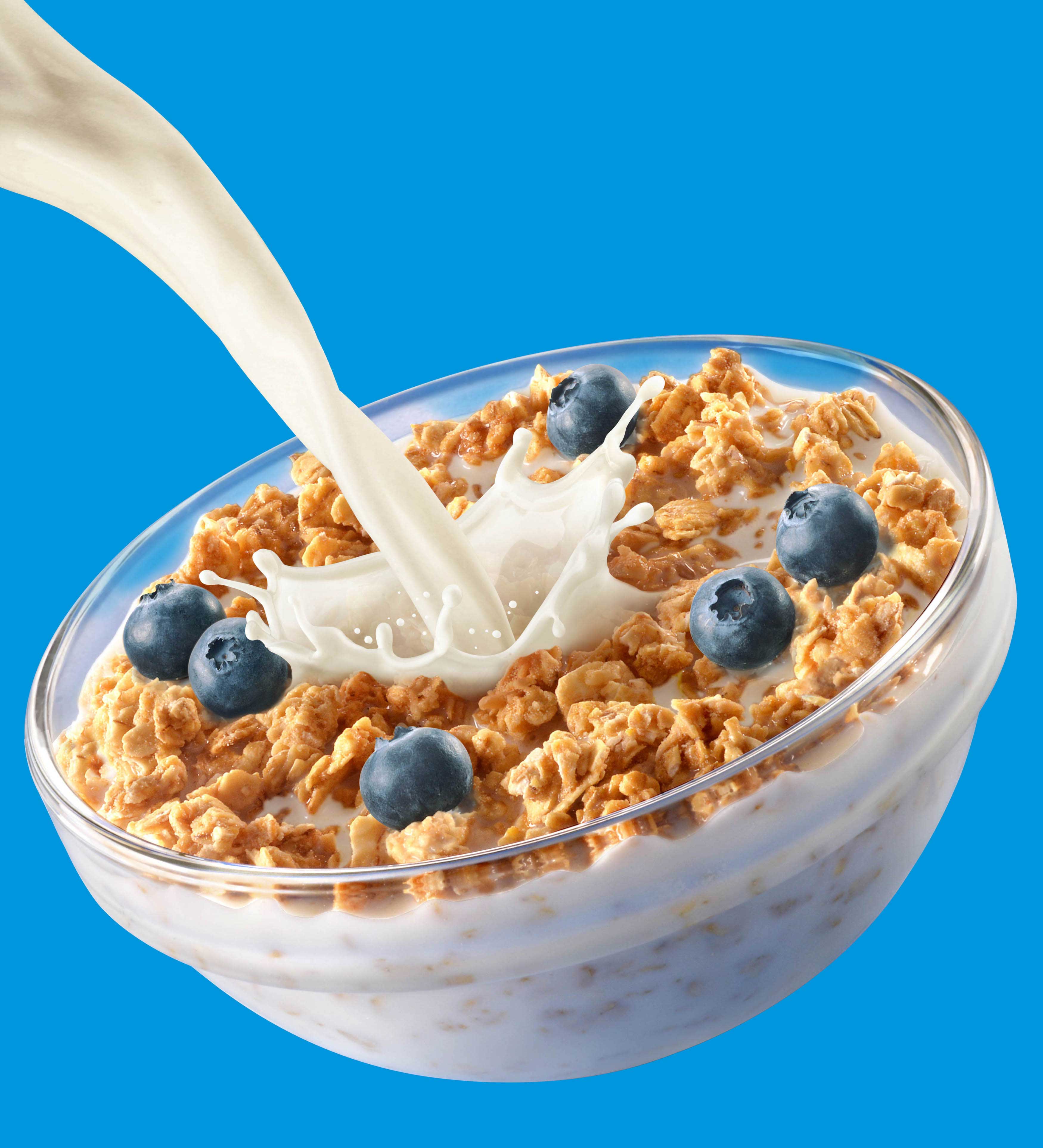 mike wepplo photoreal photography almondmilk cereal with blueberries