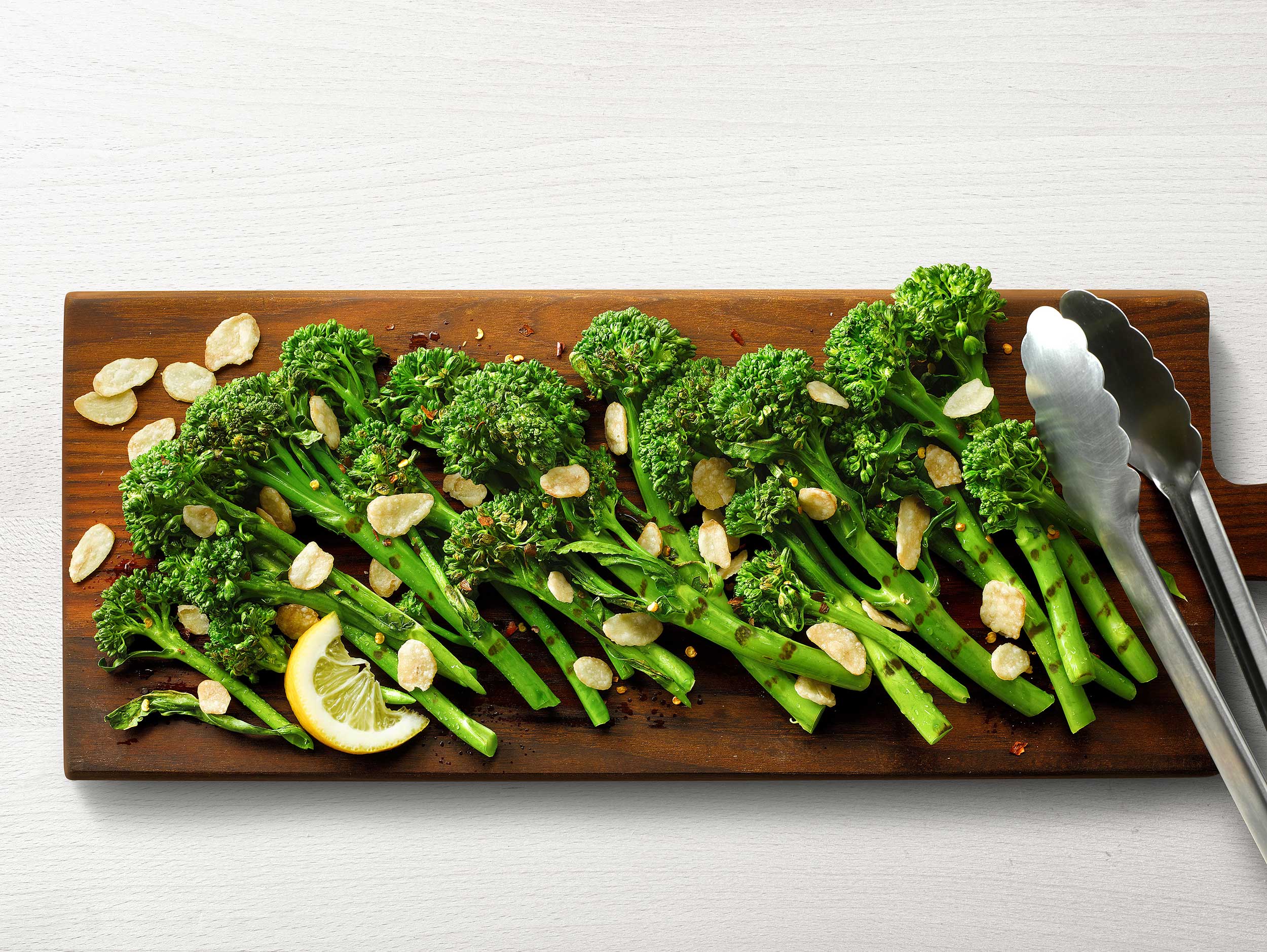 mike wepplo natural photography broccolini on cutting board