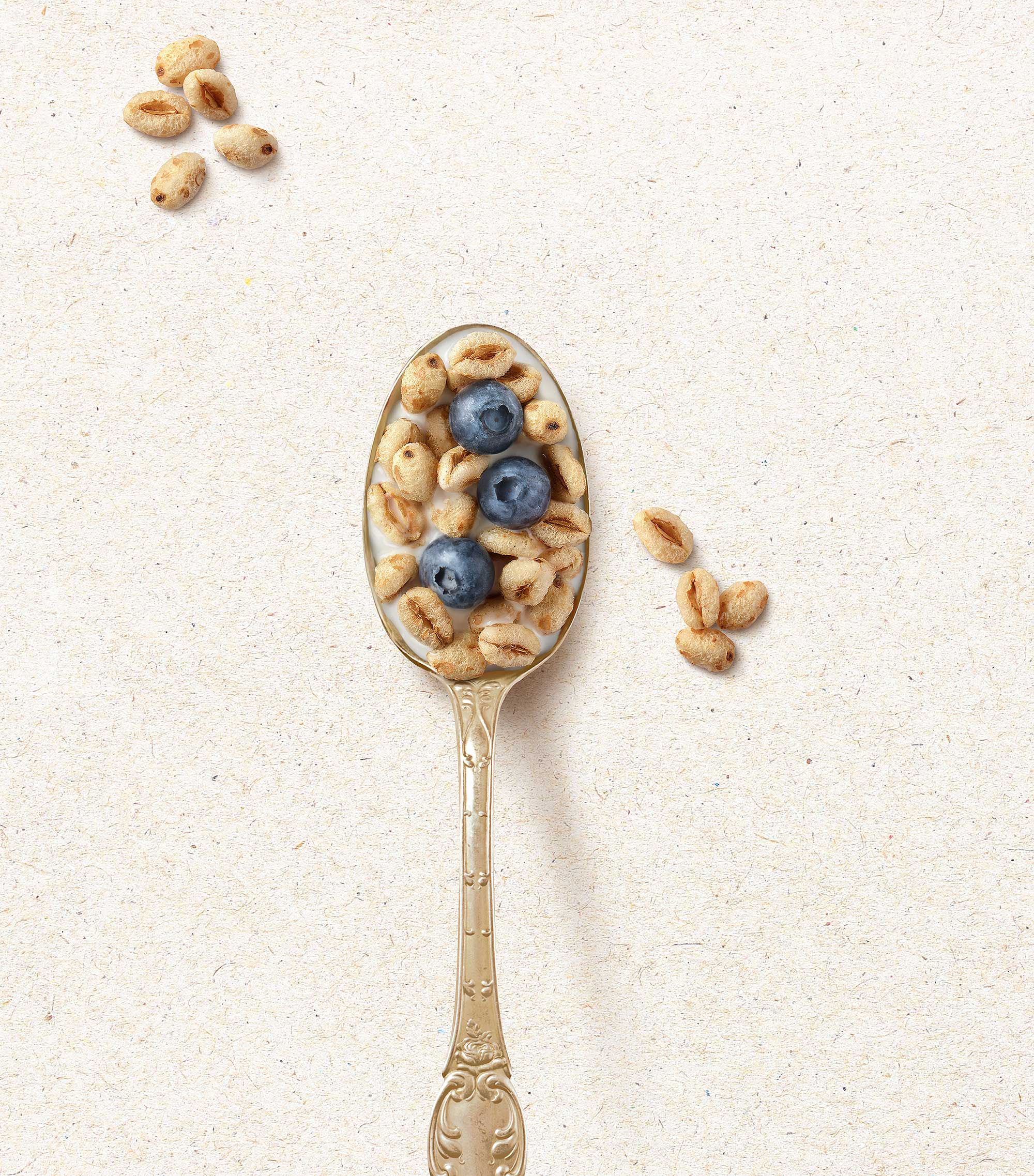mike wepplo natural photography breakfast quaker oats puff cereal on spoon