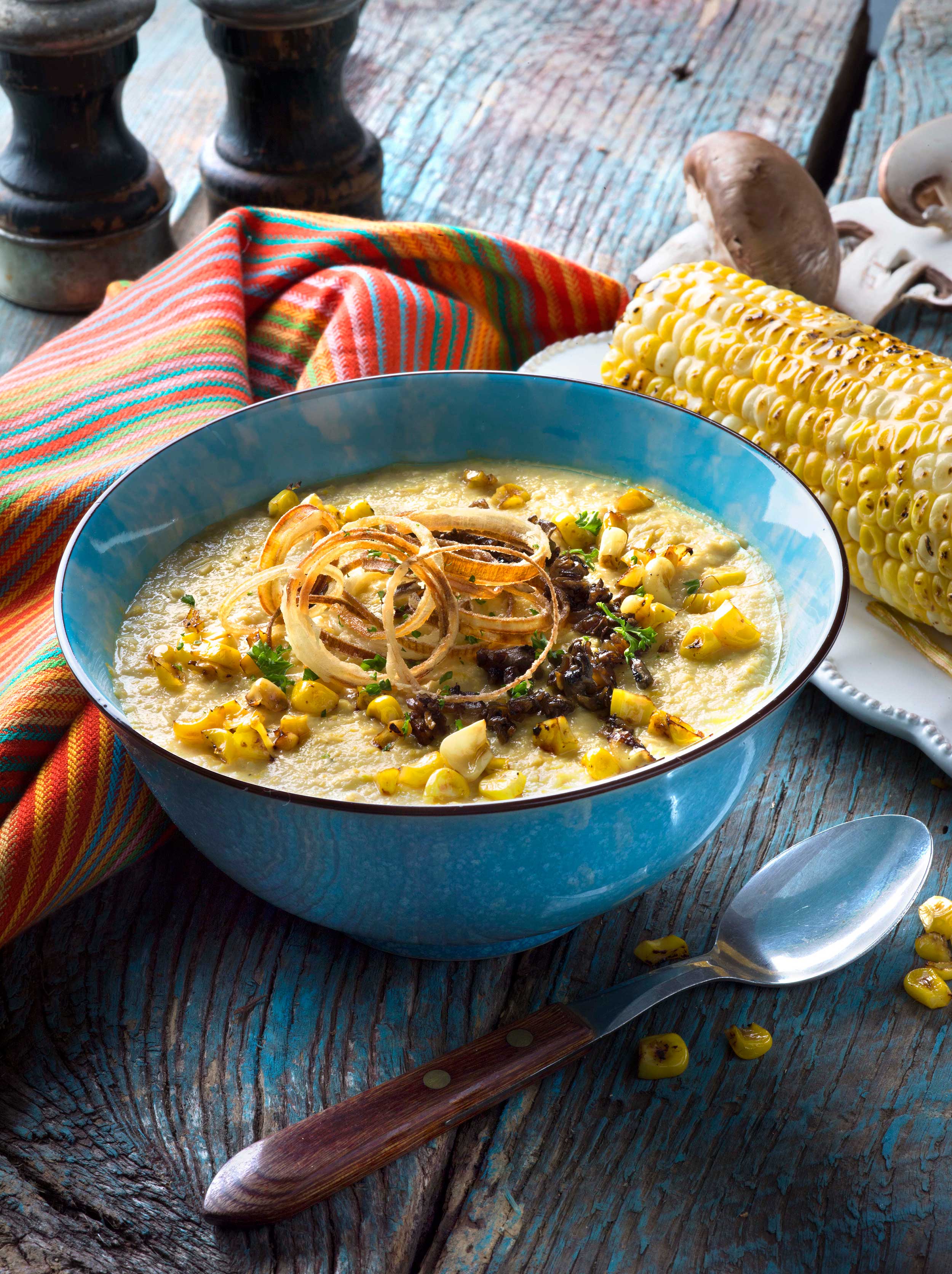 mike wepplo natural photography corn chowder soup with corn on cob