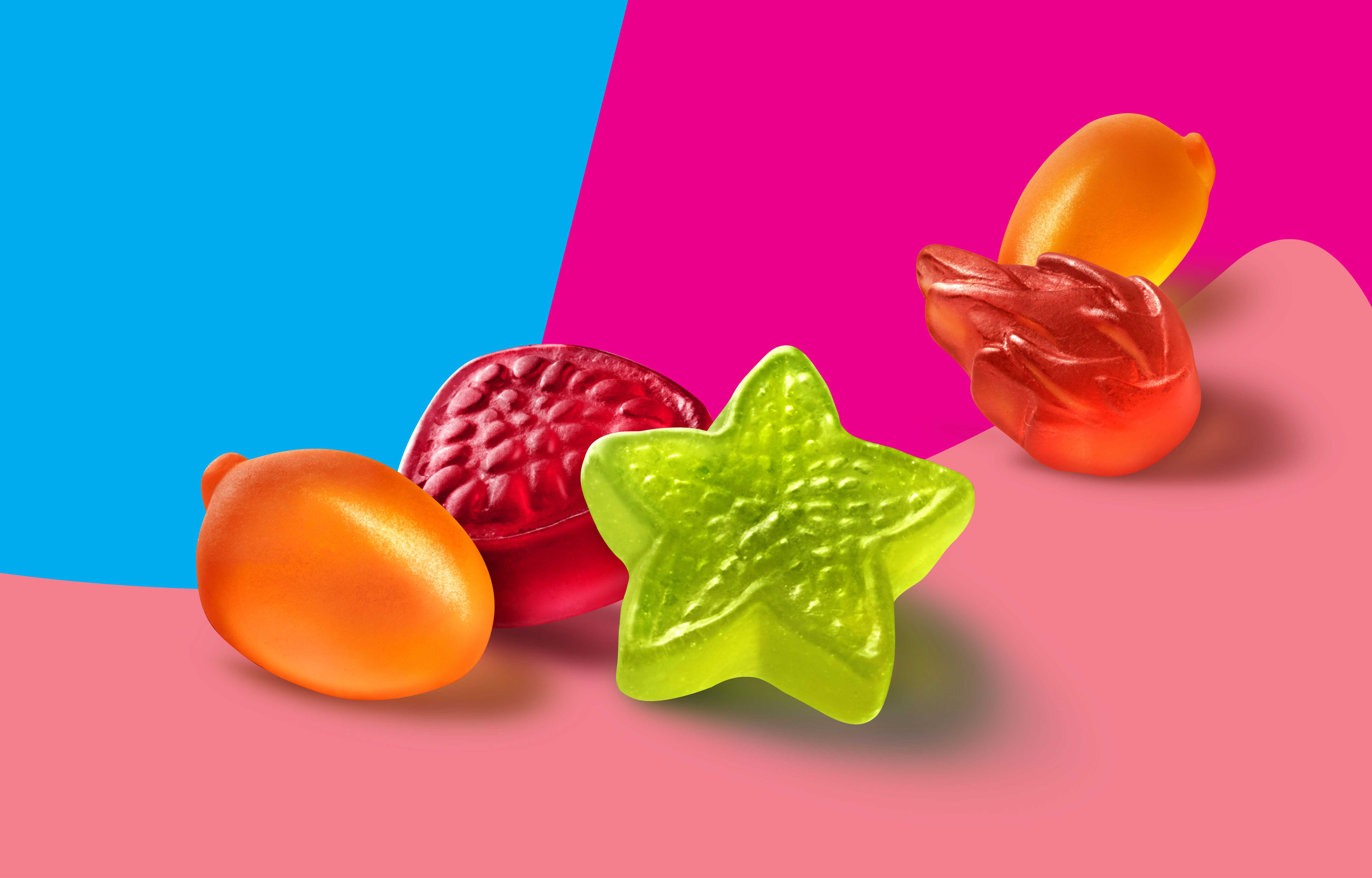 mike wepplo photoreal photography fruit snacks multiple shapes