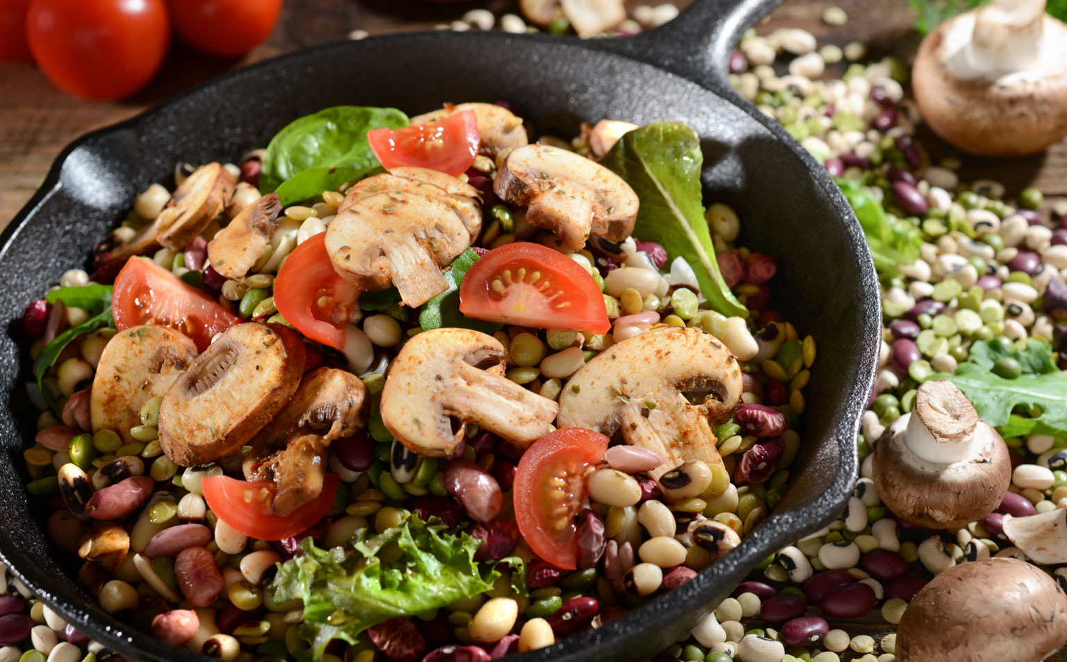 mike wepplo natural photography mushroom tomato bean skillet