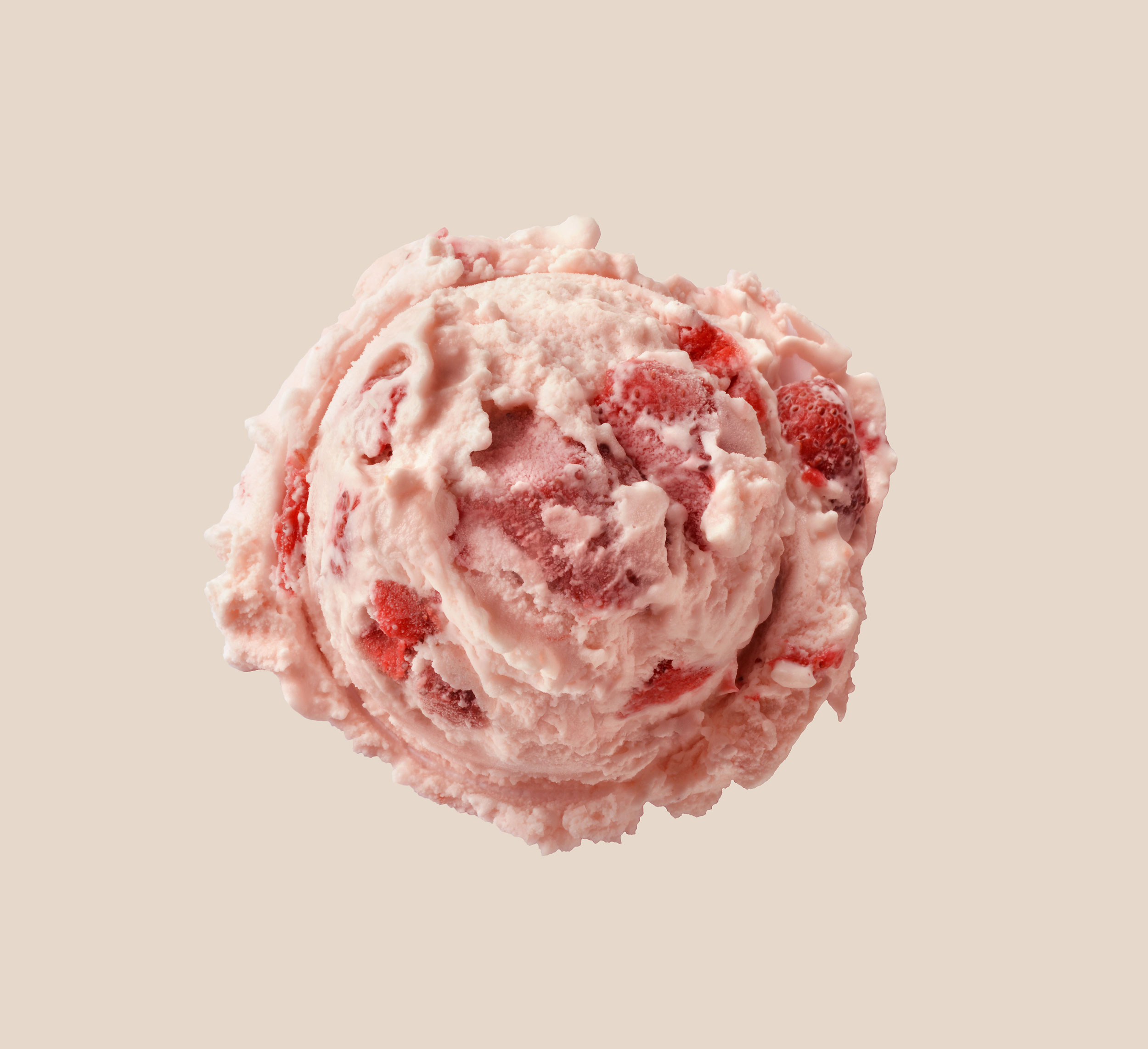 mike wepplo photoreal photography natural strawberry ice cream scoop