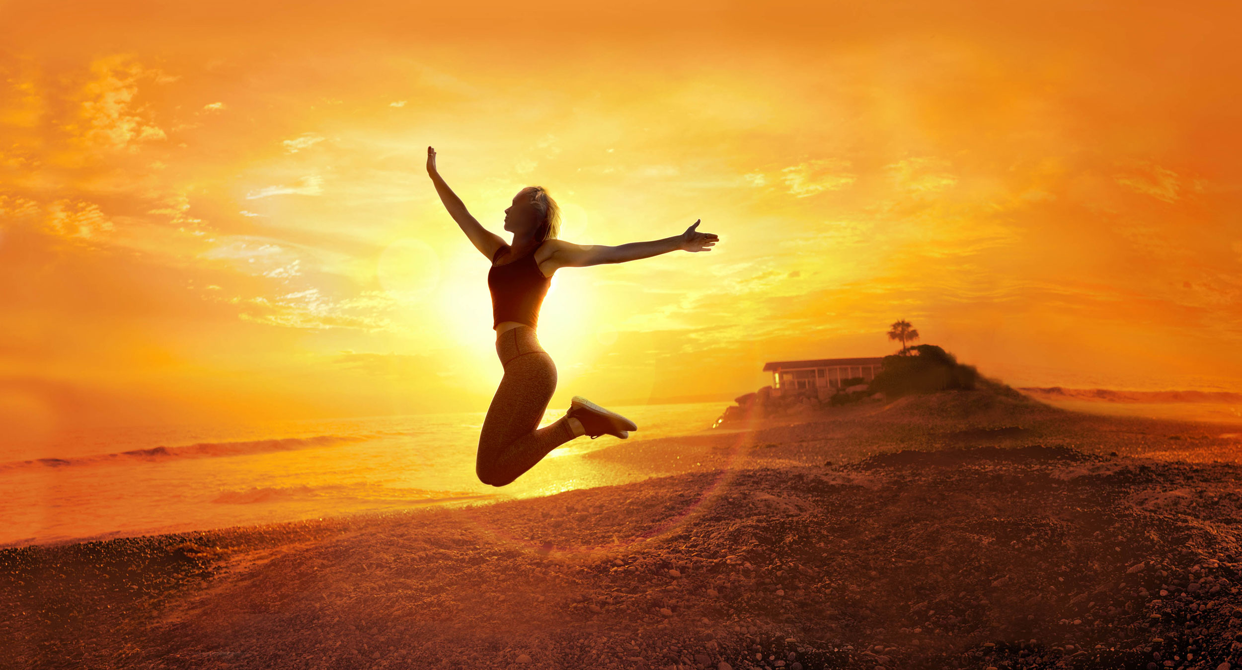 mike wepplo lifestyle photography vitamin bottle girl jumping at sunset